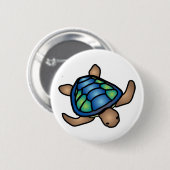 Blauwe Groene Schildpad Button (Voorkant /achterkant)