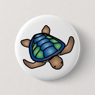 Blauwe Groene Schildpad Button