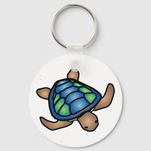 Blauwe groene schildpad Sleutelhanger (Voorkant)