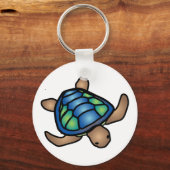 Blauwe groene schildpad Sleutelhanger (Voorkant)