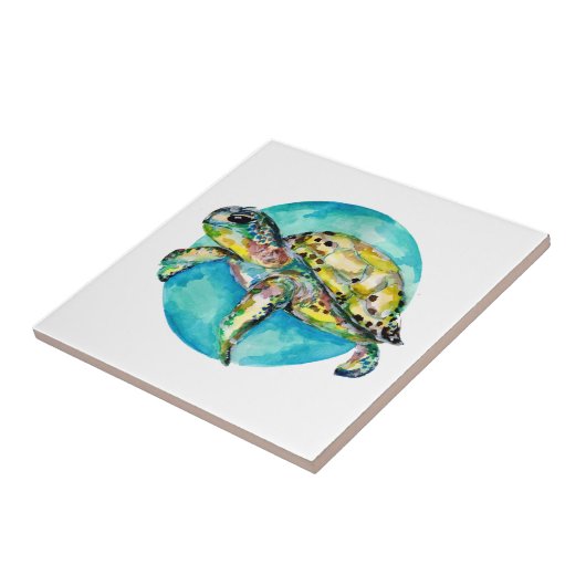 Blauwe groene schildpad tegeltje (Zijkant)