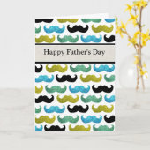 Blauwe & groene snorren Happy Vaderdag kaart (Gele Bloem)