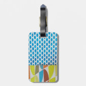 blauwe groene stalen minikollage bagagelabel (Achterkant verticaal)