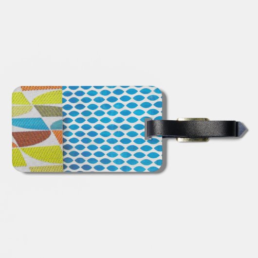 blauwe groene stalen minikollage bagagelabel (Achterkant horizontaal)