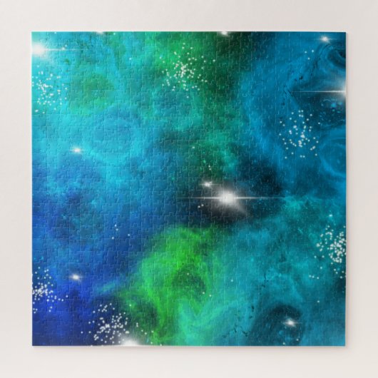 Blauwe groene Star Nebula Space Galaxy Universe Legpuzzel (Verticaal)