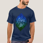 Blauwe groene Starburst Geniet van levensdesign T-shirt (Voorkant)
