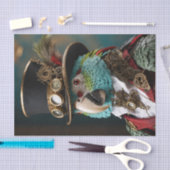  Blauwe & Groene Steampunk Parrot Tissuepapier (Craft)