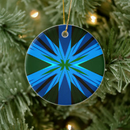 Blauwe groene ster: Winterfeestelijke kerstboom Keramisch Ornament