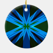 Blauwe groene ster: Winterfeestelijke kerstboom Keramisch Ornament (Achterkant)
