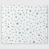 Blauwe groene sterren cadeaupapier (Vlak)