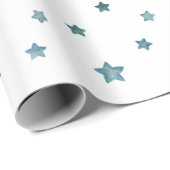 Blauwe groene sterren cadeaupapier (Rol Hoek)