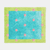 Blauwe groene Stippen Roses Fleece Blanket, medium Deken (Voorkant (Horizontaal))
