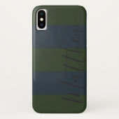 Blauwe groene strepe persoonlijke naam Case-Mate iPhone case (Achterkant)