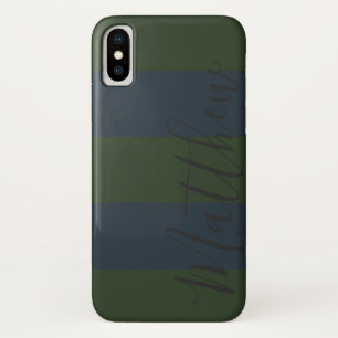 Blauwe groene strepe persoonlijke naam Case-Mate iPhone case