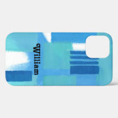 Blauwe groene strepen Abstract ontwerp personalise Case-Mate iPhone Case (Achterkant (horizontaal))