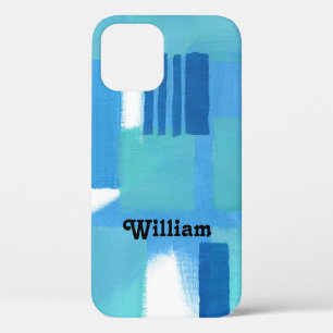 Blauwe groene strepen Abstract ontwerp personalise Case-Mate iPhone Case