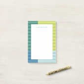 Blauwe groene strepen leuk kleurrijk lijst op maat post-it® notes (Op bureau)