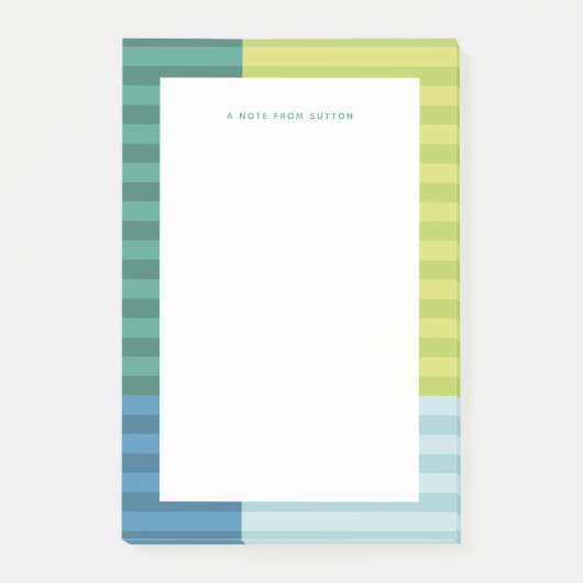 Blauwe groene strepen leuk kleurrijk lijst op maat post-it® notes (Voorkant)
