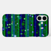 Blauwe groene strepen met sterren en regendruppels Case-Mate iPhone case (Achterkant (horizontaal))