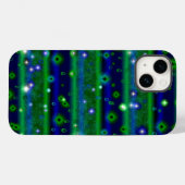 Blauwe groene strepen met sterren en regendruppels Case-Mate iPhone case (Achterkant (horizontaal))