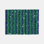 Blauwe groene strepen met sterren en regendruppels fleece deken (Voorkant (Horizontaal))