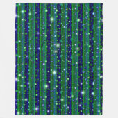 Blauwe groene strepen met sterren en regendruppels fleece deken (Voorkant)