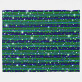 Blauwe groene strepen met sterren en regendruppels fleece deken (Voorkant (Horizontaal))