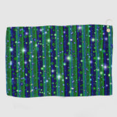Blauwe groene strepen met sterren en regendruppels golfhanddoek (Horizontaal)