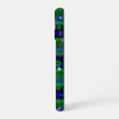 Blauwe groene strepen met sterren en regendruppels iPhone 16 hoesje (Linkerkant)