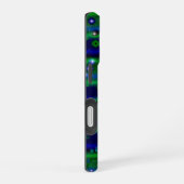 Blauwe groene strepen met sterren en regendruppels iPhone 16 hoesje (Rechterkant)
