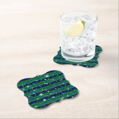 Blauwe groene strepen met sterren en regendruppels kartonnen onderzetters (Insitu)