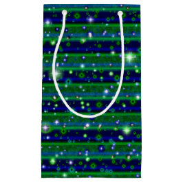 Blauwe groene strepen met sterren en regendruppels klein cadeauzakje