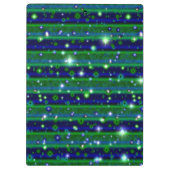 Blauwe groene strepen met sterren en regendruppels klembord (Achterkant)