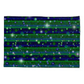 Blauwe groene strepen met sterren en regendruppels kussensloop (Achterkant)