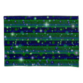 Blauwe groene strepen met sterren en regendruppels kussensloop (Voorkant)