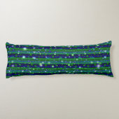 Blauwe groene strepen met sterren en regendruppels lichaamskussen (Achterkant)