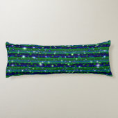 Blauwe groene strepen met sterren en regendruppels lichaamskussen (Achterkant)