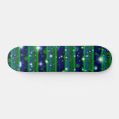 Blauwe groene strepen met sterren en regendruppels persoonlijk skateboard (Horizontaal)
