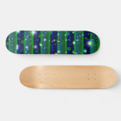 Blauwe groene strepen met sterren en regendruppels persoonlijk skateboard (Horizontaal)