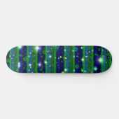 Blauwe groene strepen met sterren en regendruppels persoonlijk skateboard (Horizontaal)