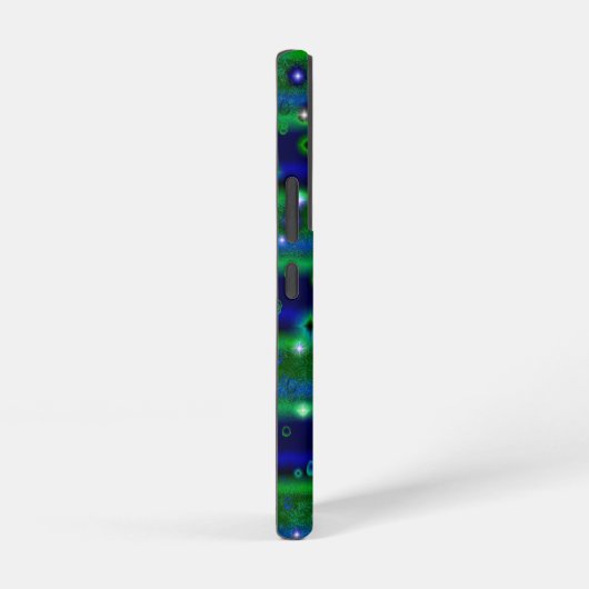 Blauwe groene strepen met sterren en regendruppels samsung galaxy hoesje (Rechterkant)