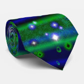 Blauwe groene strepen met sterren en regendruppels stropdas (Opgerold)