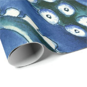 Blauwe groene tentakels cadeaupapier (Rol Hoek)