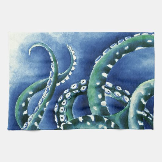 Blauwe groene tentakels theedoek (Horizontaal)