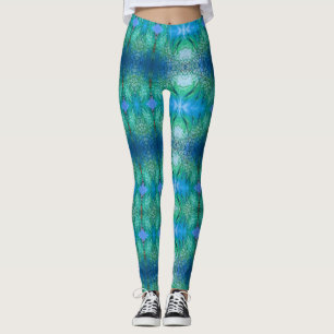 Blauwe groene trilling kleurrijke slangenhuid Legg Leggings