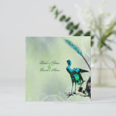 Blauwe groene trouwerij kaart (Staand voorkant)