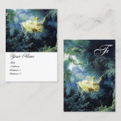 Blauwe groene tuingeel Rococo-dame op vleugels Visitekaartje (Voorkant / Achterkant)