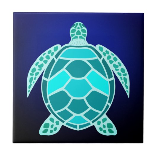 Blauwe groene turkooi blauwgroen keramische schild tegeltje (Voorkant)