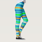 Blauwe groene Turquoise Stripe Pattern-Leggings Leggings (Rechts)