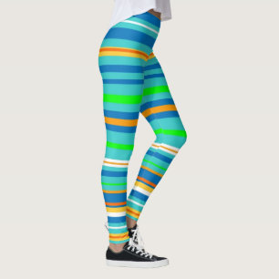 Blauwe groene Turquoise Stripe Pattern-Leggings Leggings